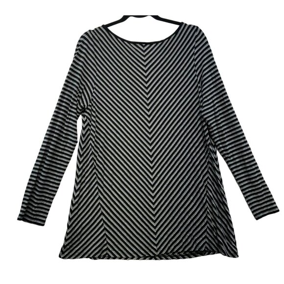 J Jill Wearever Collection Womens Tunic Striped Long Sleeve Top L Black & Gray - Picture 8 of 12